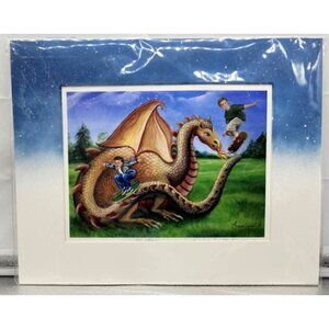 "Hot Wheels" Framed Art Print Mishell Swartwout Dragon & Skateboarders Print